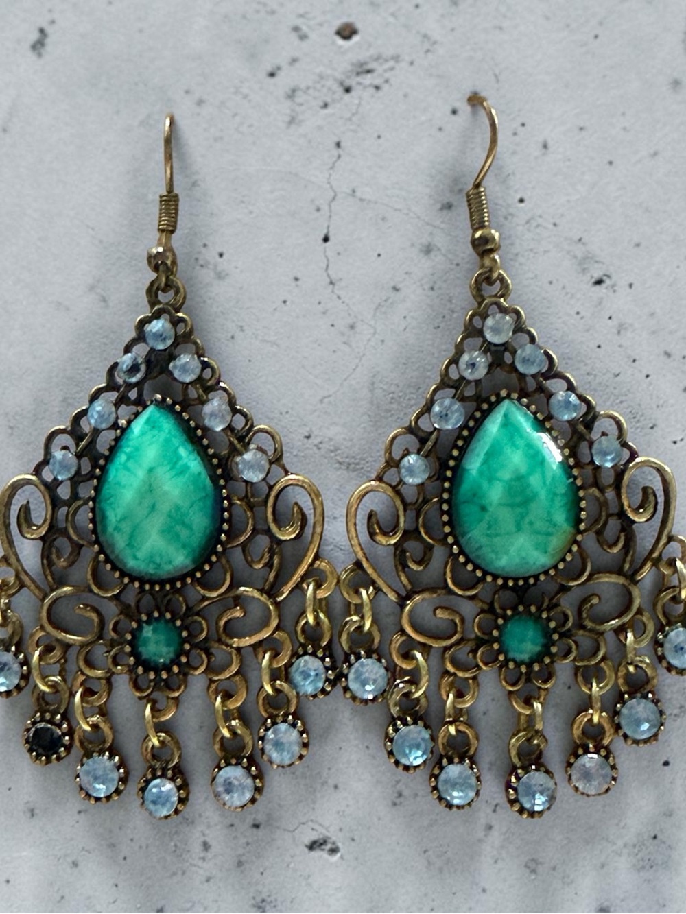 Bohemian Teardrop Turquoise Dangle Earrings